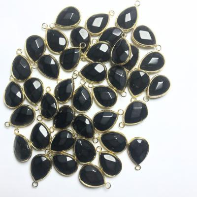 China Natural Black Agate Drop Dangling Faceted Stone Beads And Loose Gemstones 14X18mm for sale