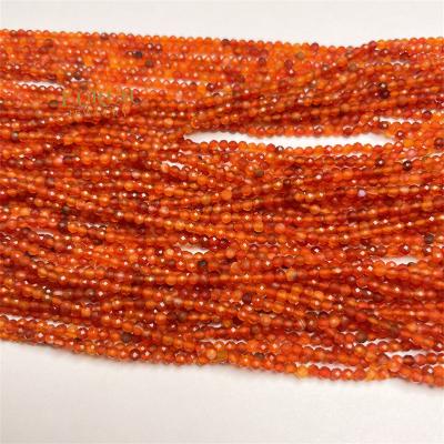 China Jewelry Desgin Wholesale Natural Carnelian Faceted Round Beads 2,3,4mm Small Natural Red Agate Gemstone Loose Beads For Jewelry Beads Supplier for sale