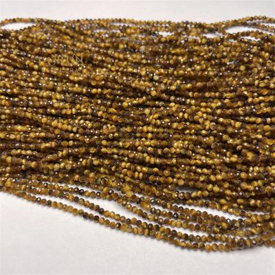 China Jewelry Desgin Wholesale Loose Natural Tiger Eye Faceted Round Beads 2,3,4mm Small Yellow Gemstone Beads For Jewelry Beads Supplier for sale