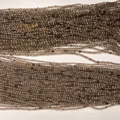 China Jewelry Design Wholesale Natural Smoky Quartz Faceted Round Beads 2,3,4mm Small Natural Gray Gemstone Loose Beads For Jewelry Design Making for sale