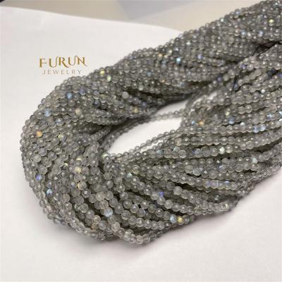 China Jewelry Desgin Wholesale Natural Labradorite Faceted Round Beads 2,3,4mm Natural Gray Quartz Gemstone Small Loose Beads For Jewelry Beads for sale