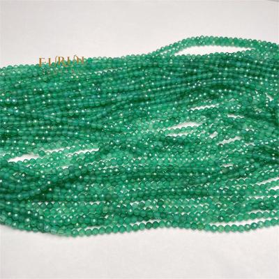 China Jewelry Desgin Wholesale Natural Green Agate Faceted Round Beads 2,3,4mm Small Natural Gemstone Loose Beads For Jewelry Beads Supplier for sale