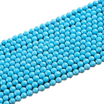 China Polished Natural Turquoise Stone Beads Smooth White Blue Green Turquoise Howlite Loose Round Gemstone Beads For DIY Jewelry Making for sale