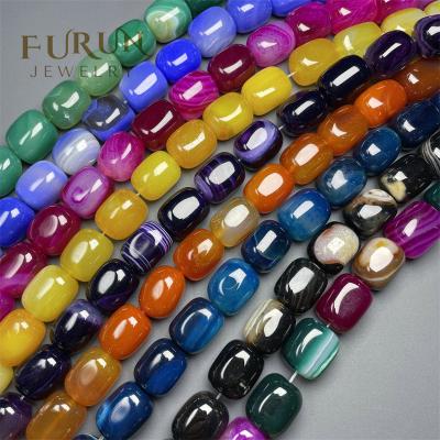 China Fashionable factory wholesale semi-precious stone colorful agate tumbled pearl 15x19mm rectangular nugget beads for necklace jewelry making for sale