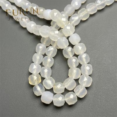 China For Jewelry Making Natural White Agate Faceted Cube Bead 6,8,10mm Gemstone Cut Face Polyhedron Box Bead In Place For Jewelry Making Beads Delivery for sale