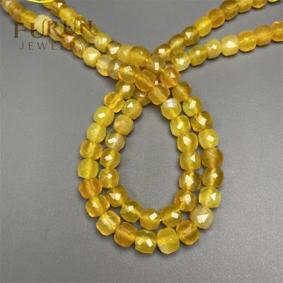 China Natural Yellow Agate Faceted Polyhedron Faceted Gemstone Cut Bead 6,8,10mm Cube In Place Polyhedron BOX PEARL Bead For Jewelry Desgin Bead Supply for sale