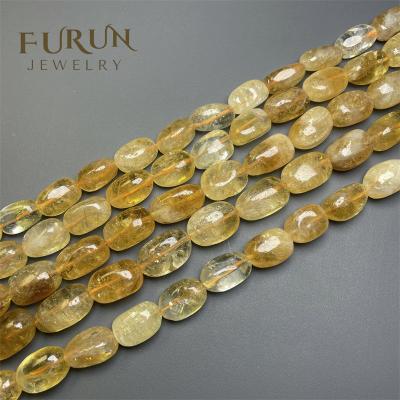 China Wholesale Trendy Natural Yellow Quartz Factory Current Irregular Citrine Smooth Gemstone Nugget Beads For Bracelet Jewelry Design for sale