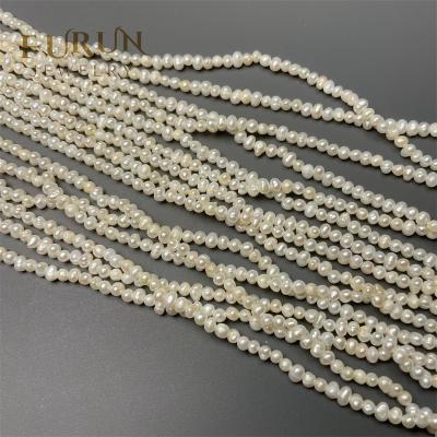 China Freshwater Pearl AAA Grade 3-3.5mm White Bread Button Shape Potato Pearl Beads Small Freshwater Pearl Necklace Bracelet For Jewelry Desgin for sale