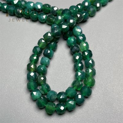 China For Jewelry Making Natural Green Agate Faceted Cube Bead 6mm 8mm 10mm Gemstone Cut Face Box In Place Bead For Jewelry Making Beads Dropshipping for sale