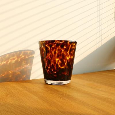 China Custom Made Viable Amber Leopard Cups Thick Glass Wine Tumblers Drinking Whiskey Glasses for sale