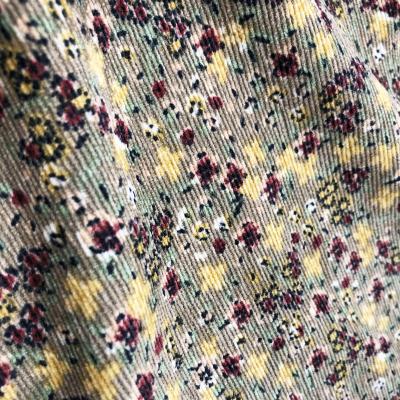 China Wholesale Custom Digital 100% Blackout Print Polyester Corduroy Fabric Yellow Print Corduroy Fabric Dresses Pants for sale