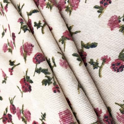 China Home Blackout Textile Stretch Polyester Woven Corduroy Fabric Flower Printed Corduroy Fabric Textiles For Garment for sale