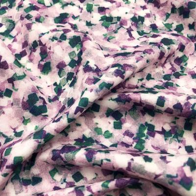 China 75gsm 50D QUICK DRY green purple digital custom printed light weight polyester woven fabric shirt dress fabric for sale