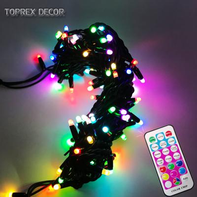 China Seve Color Changing Timing String Light TOPREX DECOR Remote Control Seven Color Changing Smart Outdoor Christmas Decorative Lights for sale