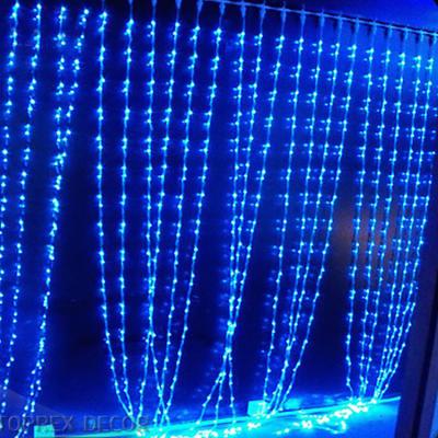 China Blue Led PVC Chip+Copper Wire+String Led Christmas Lights Snowfall Curtain Wedding Backdrop Waterfall Lights for sale