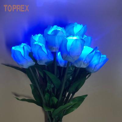 China CE TOPREX DECOR Outdoor Decoration Plastic Led Tulip Artificial Flower Stand Lights With Leaves for sale