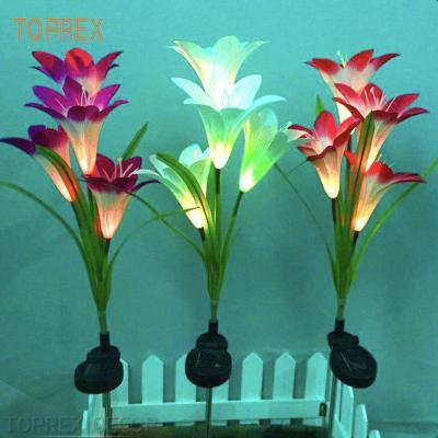 China CE TOPREX DECOR Artificial Outdoor Led Flower Branch Garden Solar Calla Lilies Rose Flower Light for sale