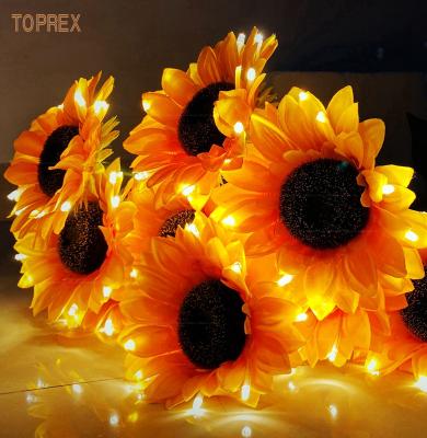 China CE TOPREX DECOR outdoor decoration led artificial sunflower flower stand light with 70cm stick for sale