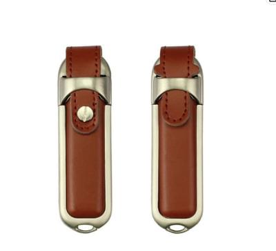 China Brown 16GB Genuine Leather Key Chain USB Pen Drive Memory Thumb Stick Flash Data Storage for sale