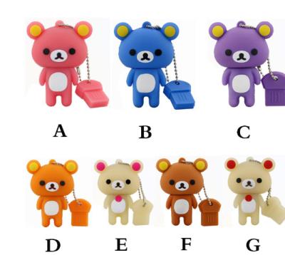 China Cute Silicone USB Flash Drive 16g Bear PVC Cute Easy Cartoon Flash Drive 32g Mini Creative Action Figure USB Flash Drive for sale