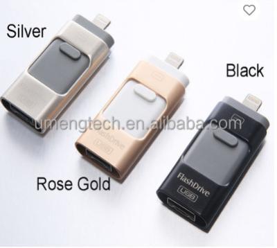 China Metal OTG USB Flash Drive for iPhone X/8/7/7 Plus/6/6s/5 /SE iPad Metal Pendrive HD Pendrive 8G 16G 32GB for sale