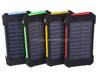 China Best Power Charger Dual USB Power Bank 20000mAh Battery Charger Support Charging Solar Panel Fast Solar Waterproof Portable Power Banks With LED Light for sale