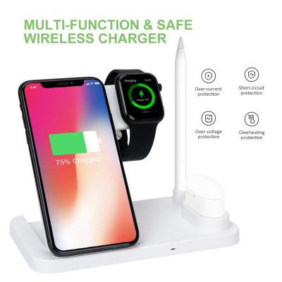 China Qi 15W Smart Phone 2W TWS Earphone 2.5W Smart Watch 4in1 Wireless Charger For Apple Watch iPhone Airpods Huawei Xiaomi for sale