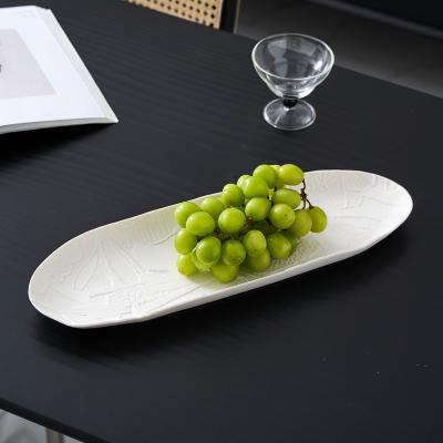 China Sustainable High Quality Fine Textured Tray Cake Dessert Sushi Plate Ceramic Serving For Hotel Home Restaurant for sale