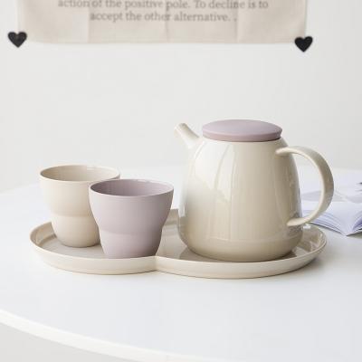 China Sustainable Contemporary Nordic Style INS Style Afternoon Coffee Teapot Cups Sets Ceramic Tea Set With Tray for sale