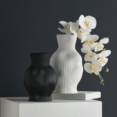 China Art Nordic White Ceramic Flower Vase Dried Flower Vase Minimalist Table Ceramic Home Decoration Vases Ware for sale