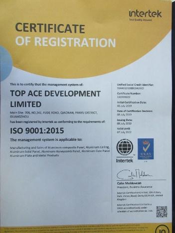 ISO9001 - Top Ace Development Limited