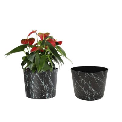 China Minimalist Econo Garden Wholesale Pots Mini Modern Ecofriendly Marble Pattern Plastic Flower Pot for sale