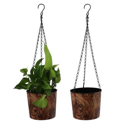 China Econo Modern Outdoor Garden Decoration Wall Hanging Basket Flower Pot Resin PP Plastic Hanging Basket Used With Flower/Green Plant for sale