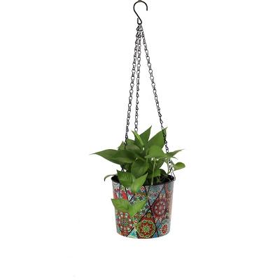 China Econo 7inch Basket Flower Pot Modern Hanging Flower Pots Wall Cheap Outdoor Planters Hanging Plants Flower Pots for sale