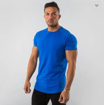 Chine La forme physique supérieure de l'été d'hommes de couleur solide folâtre le travail court de T-shirt de douille vêtx le logo fait sur commande à vendre