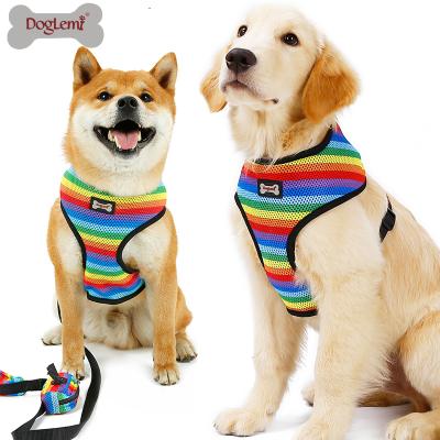 China Durable Breathable Colorful Mesh Dog Pet Harness With Lead Jogging Harness Set Dog Pet Harness for sale