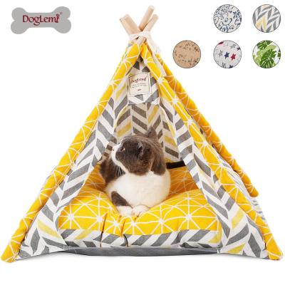 China Viable Wholesale Dog Teepee Dog Show Tent Fashion Canvas Pet Tent Wooden Room for sale