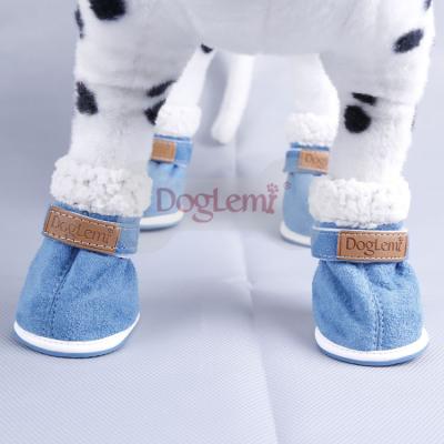 China Viable Wholesale Casual Winter Snow Boots Dog Shoes Pet Shoes Waterproof Slip-Resistant Teddy Dog Shoes for sale