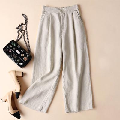 China Women QUICK DRY Cotton Canvas Casual Pants Loose Pants White Stylish Wide Leg Trousers for sale