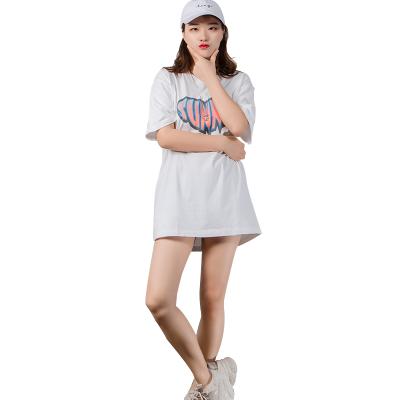 China Breathable Women Sunny Print T Shirts Summer Custom Stitching Oversized Shirts For Girl White Harajuku O Neck Tops Short Sleeve Casual Wear for sale