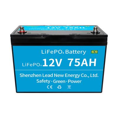 China Wholesale Rechargeable Lithium Lifepo4 Batteries 12V 75Ah Solar Panel Battery Storage Volt Li-Ion Battery Pack L198mm*W166mm*H175mm for sale