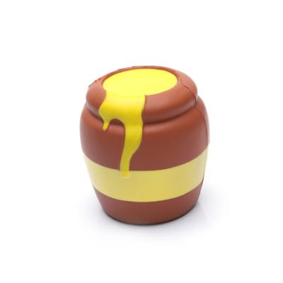 China Custom Wholesale Soft Toy OEM PU Foam Honey Barrel Shape Stressball for sale