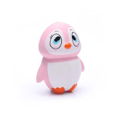 China Animal/Cake/Others Foam Wholesale Pink Promotional Gift Cute PU Big Eyes Printed Penguin Anti Strain Slow Rising Ball for sale