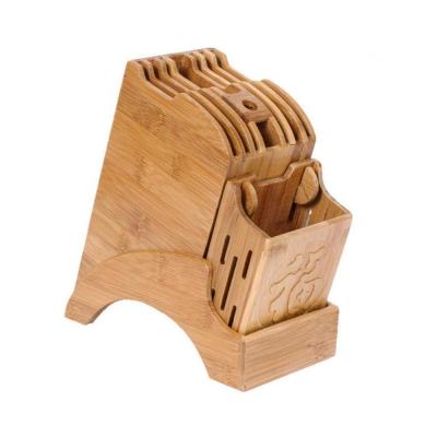 China Disposable Wooden Knife Holder Chinese Style Knife Block Bamboo Chopsticks Fork Storage Holder Sand For Knives Kitchen Utensil for sale