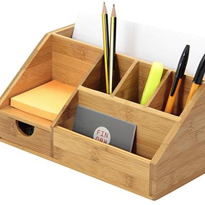 China BAMBOO Organizer Stationery Pen Pencil Holder Letter Desk Rack, made of bamboo for sale