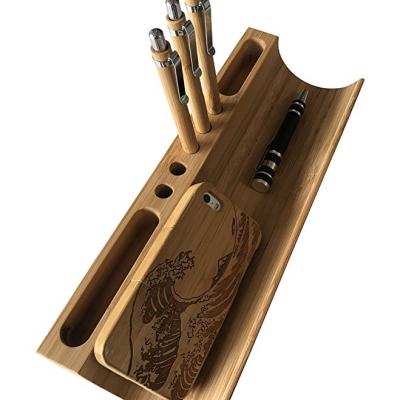 China Desk To Receive Desktop Bamboo Organizer And Pencil Paper Cups Cell Phone Holder And Organizer for sale