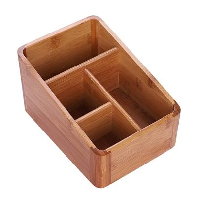 China Morden Office Supplies Storage Box Pens Bamboo Desk Organizer for sale