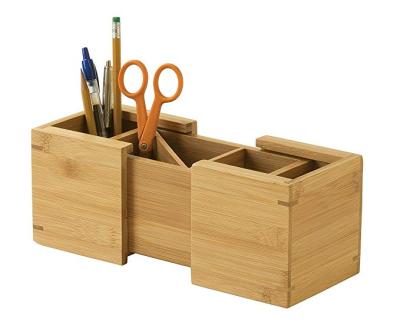 China BAMBOO Office Supply Bamboo Wooden Expandable Pencil and Holder. for sale