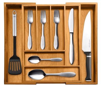 China 100% Natural Sustainable Bamboo Expander, Utensil & Cutlery & Drawer Serving Organizer for sale