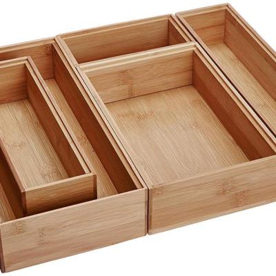 China Viable Bamboo Wooden Organizer Boxes, Assorted Sizes, Drawer Set 5-Piece for sale